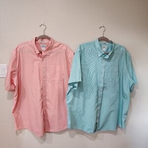 Bundle of 2 LL Bean Kennebunk Shirt Traditional Fit Gingham Check size XXL